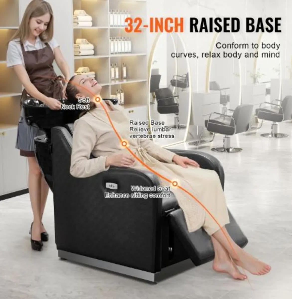 Shampoo Backwash Chair,661.4LBS Loading Barbersho - Image 3