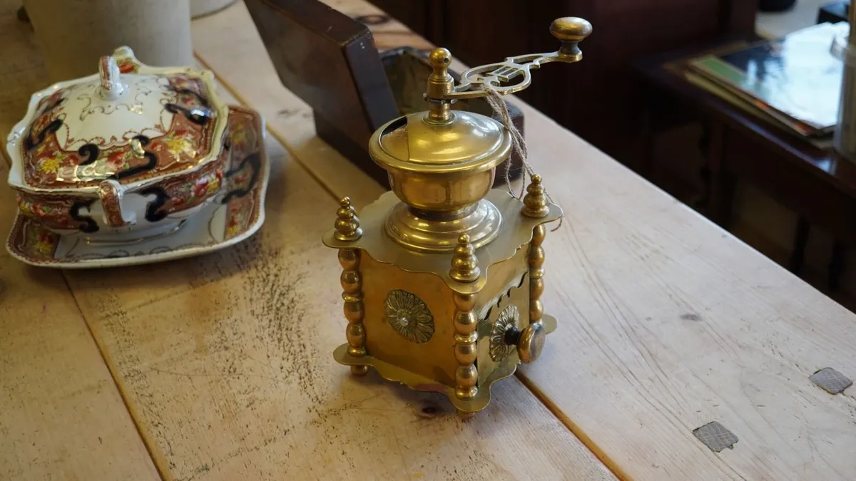 Vintage Brass Coffee Grinder - Image 1