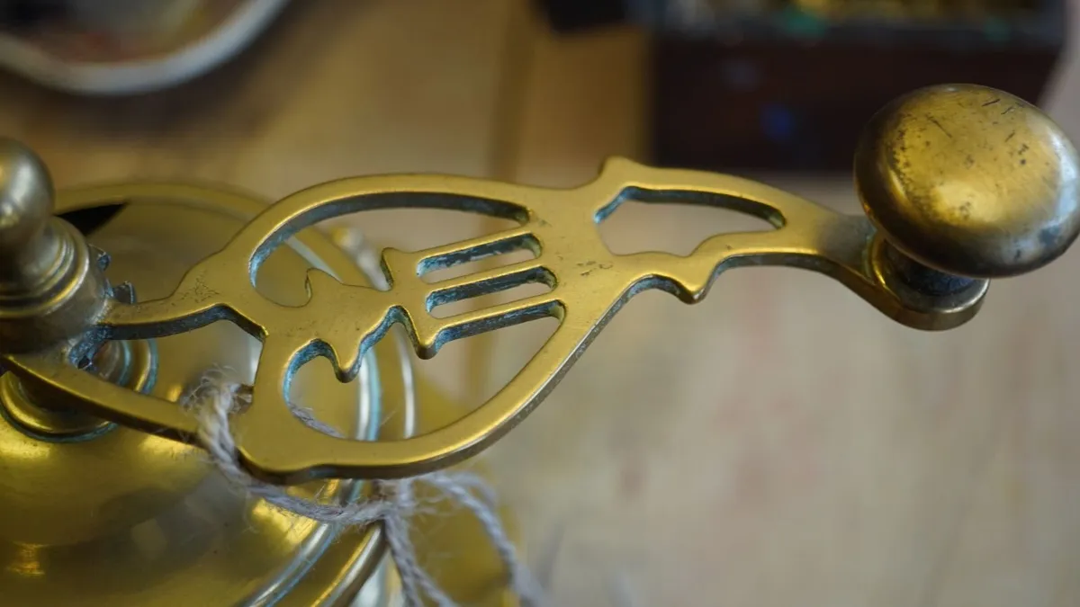 Vintage Brass Coffee Grinder - Image 3