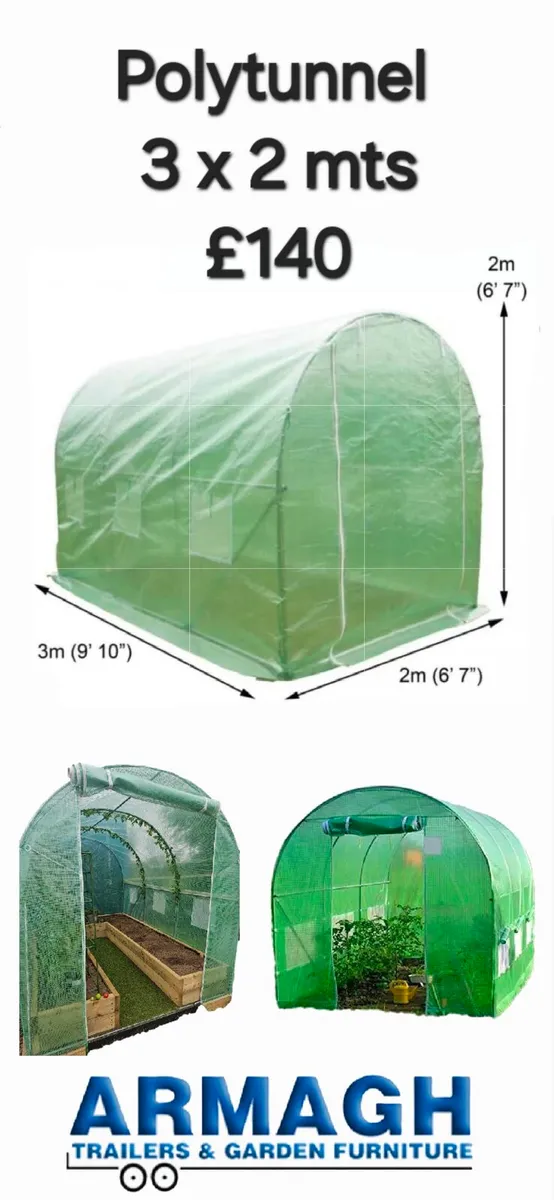 3mts x 3mts garden polytunnel plants garden growin - Image 3