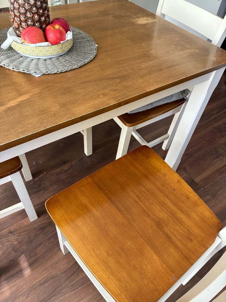 Cream and Wood Table & 4 Chairs - Image 4