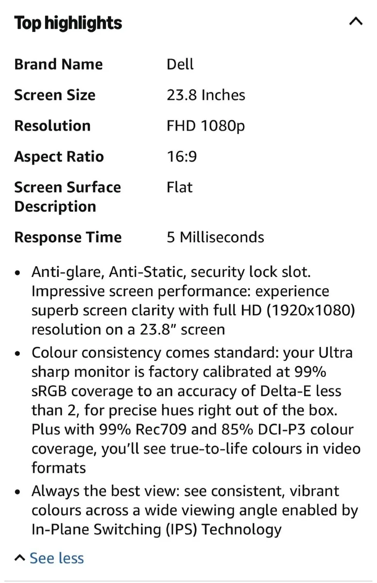 Dell UltraSharp U2419HC 23.8" Full HD InfinityEdge - Image 2