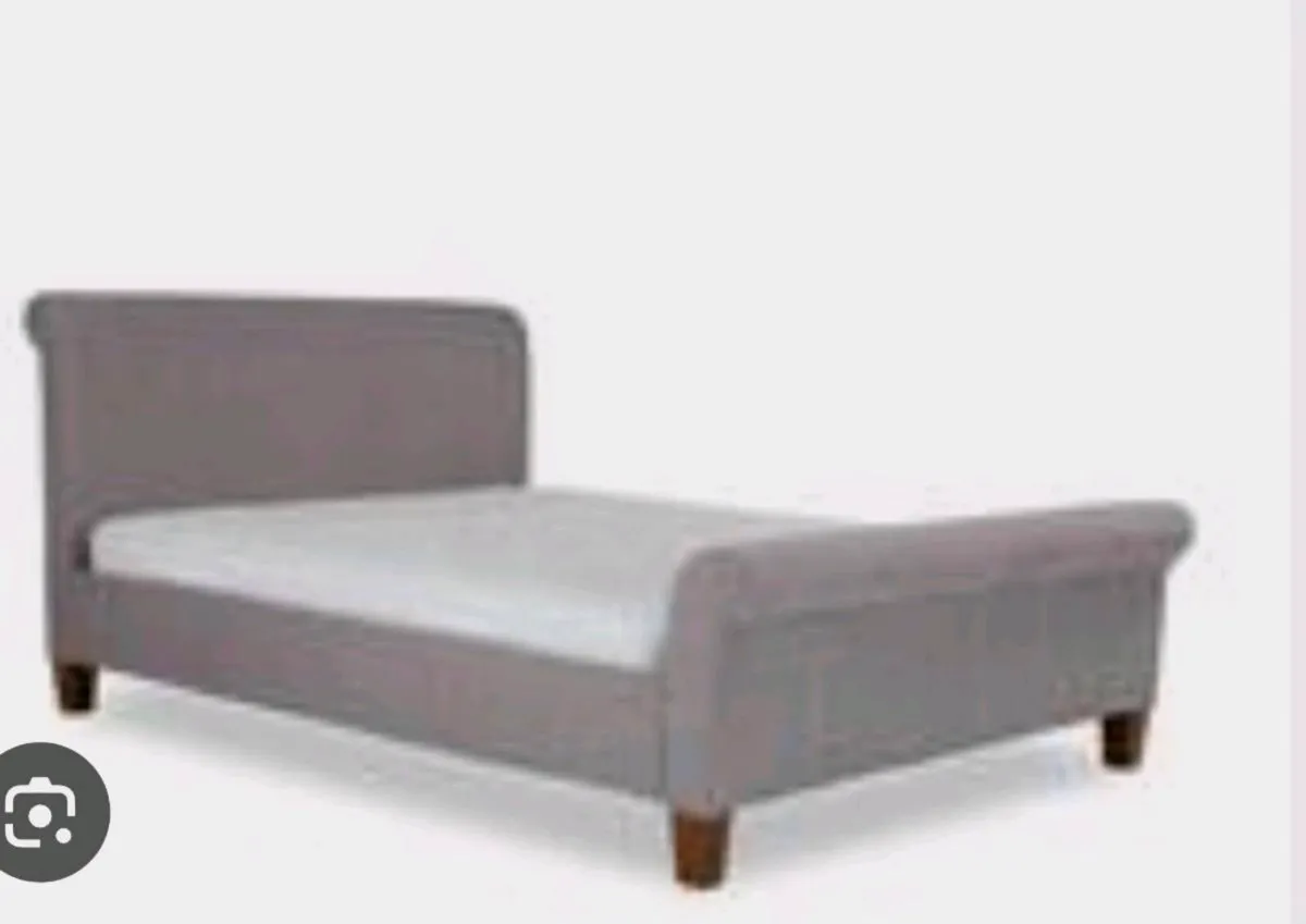 5 ft king-size Bed Frame.  GREY FABRIC