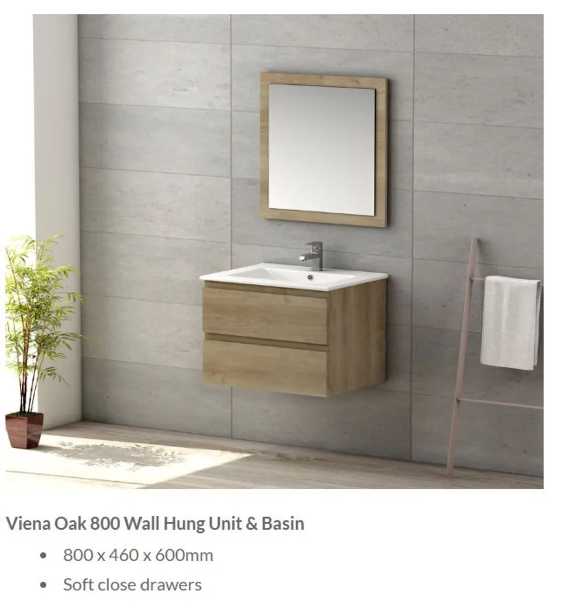 Wall Hung Bath Unit and Basin - Matrix Viena 800 - Image 1