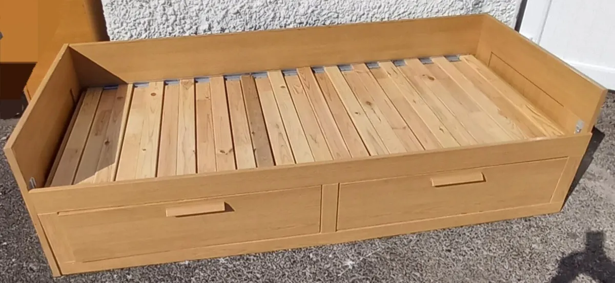 BRIMNES Day-bed frame with 2 drawers oak effect - Image 1