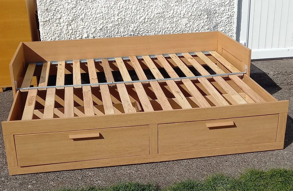 BRIMNES Day-bed frame with 2 drawers oak effect - Image 2