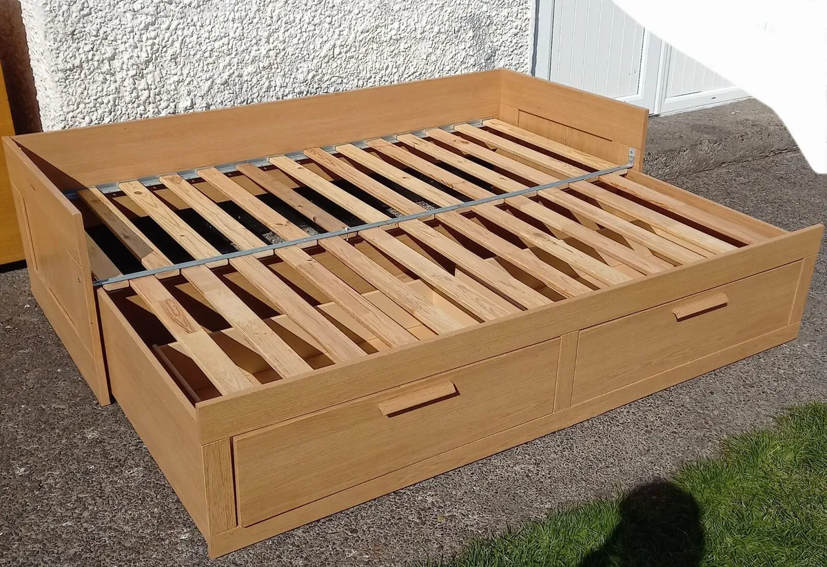 BRIMNES Day-bed frame with 2 drawers oak effect - Image 3