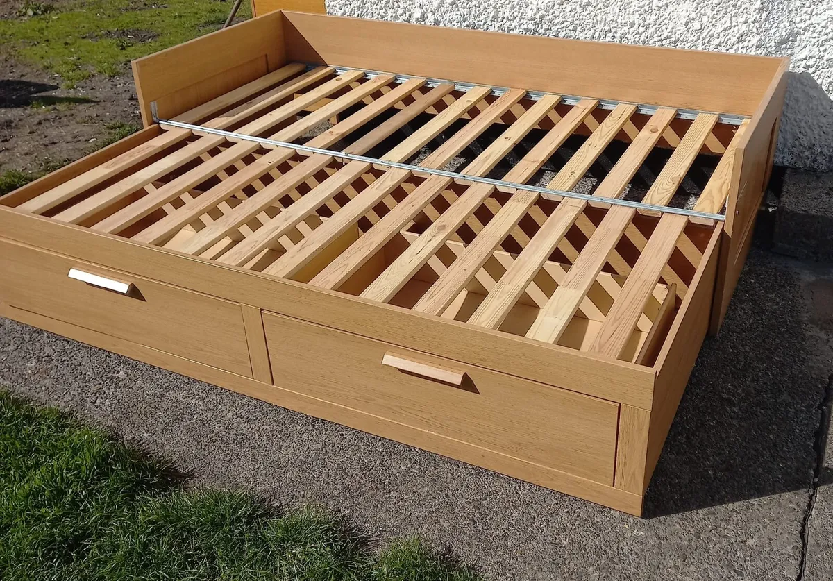 BRIMNES Day-bed frame with 2 drawers oak effect - Image 4