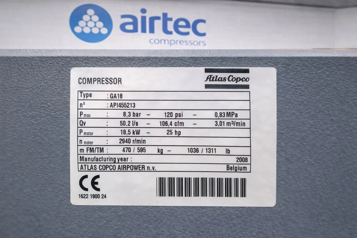 Compressor Pre-owned Atlas Copco Ga18- In Stock - Image 3