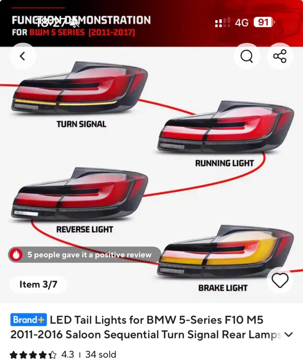 BMW F10 LED Tail Lights G30 Style – Dynamic Indica - Image 2