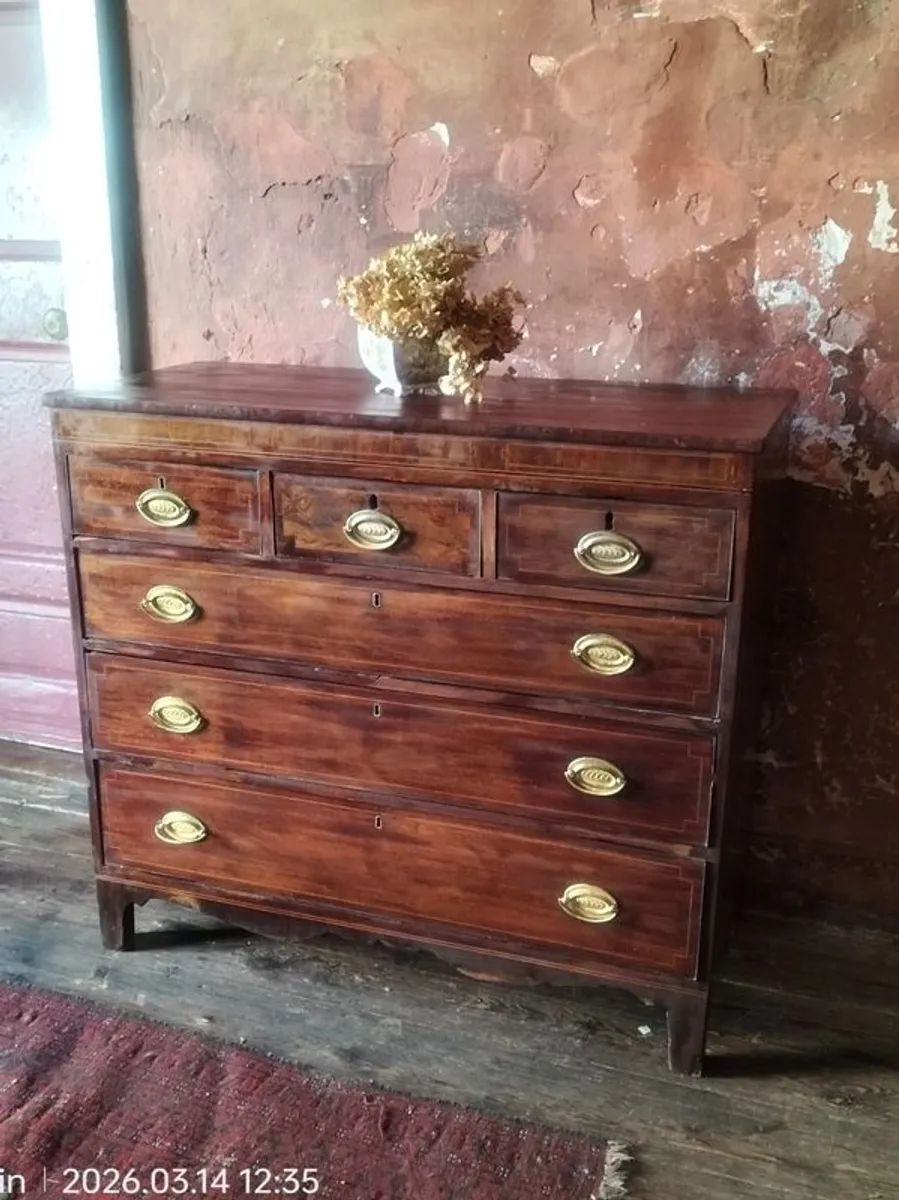 George 111 inlaid mahogany Antique Chest of Drawers - Image 4
