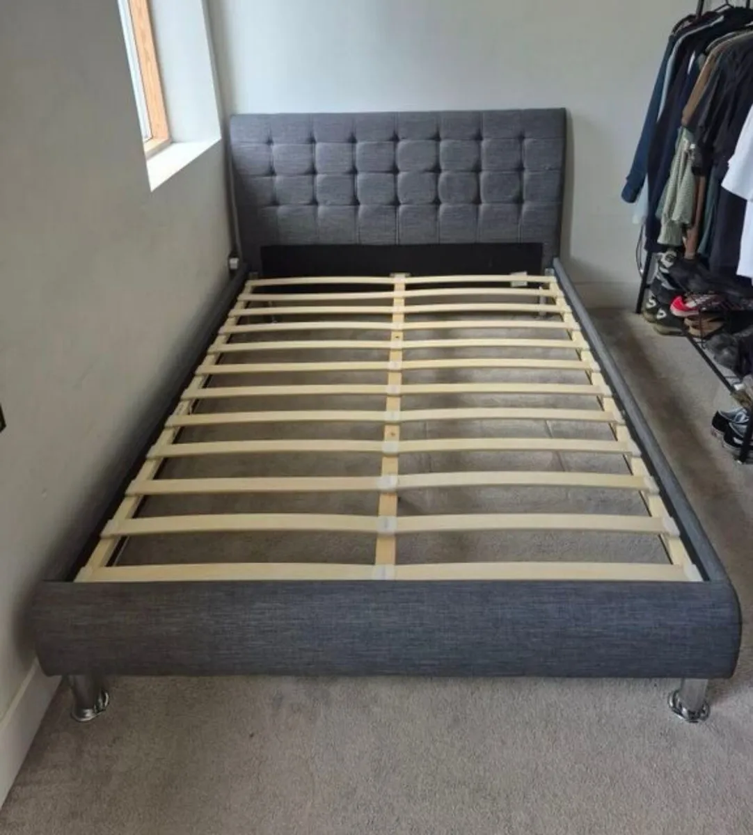 Beautiful Very Sturdy Grey 4Ft 6” Double Bed - Image 2