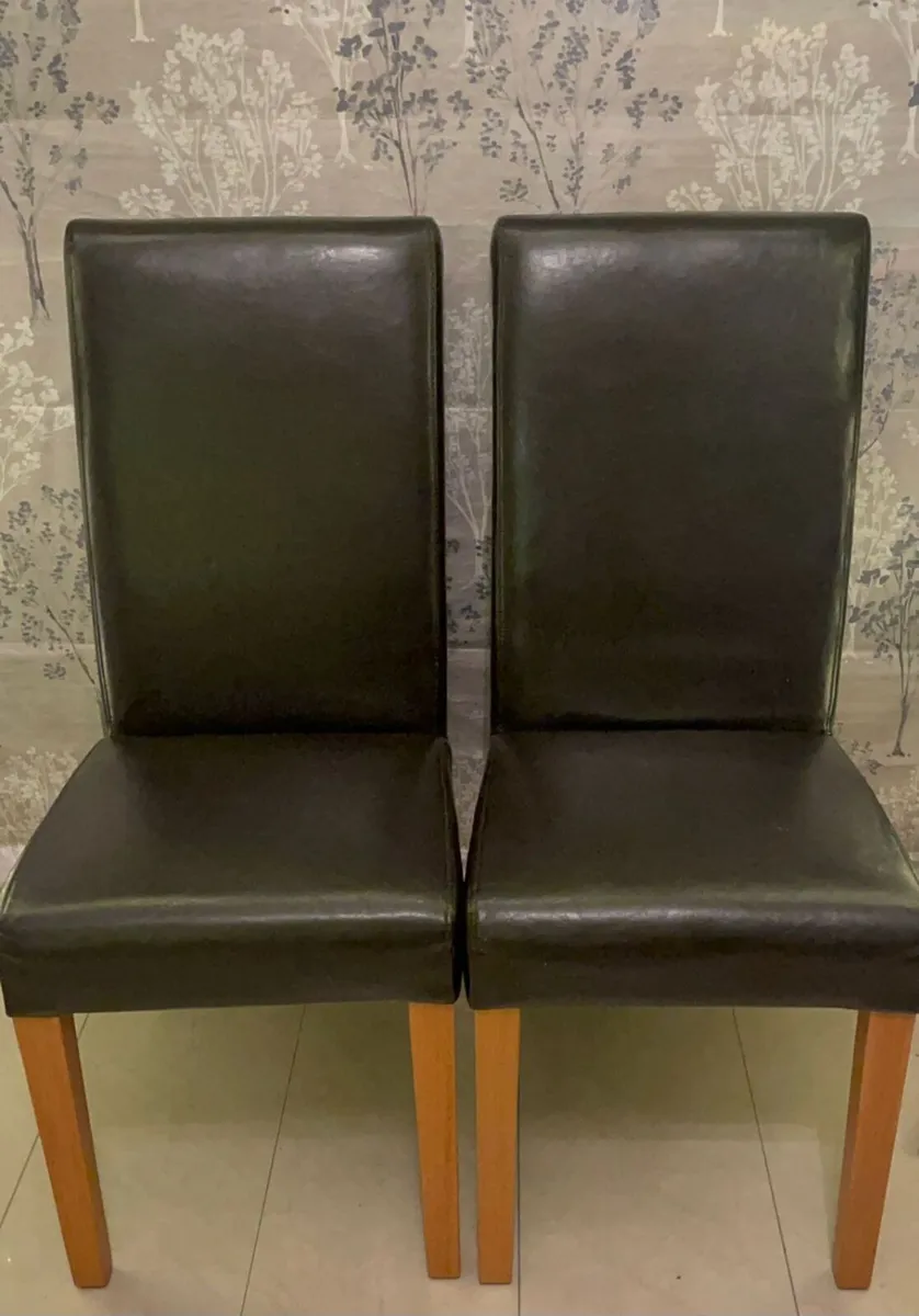 6 Leather Dining Chairs - Image 1