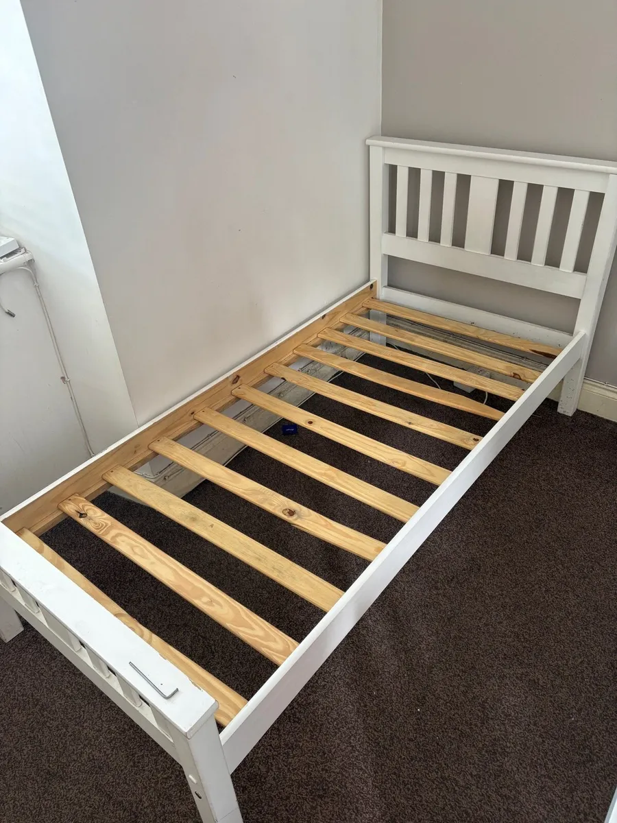 Lovely White Solid Single Wooden Bed Frame - Image 1