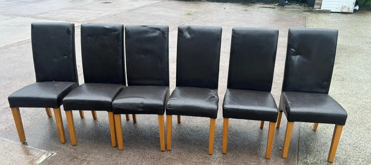6 Leather Dining Chairs - Image 3