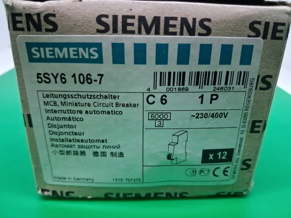 Postage - 12 x Siemens 5SY6106-7 MCB C6 1-Pole - Image 3