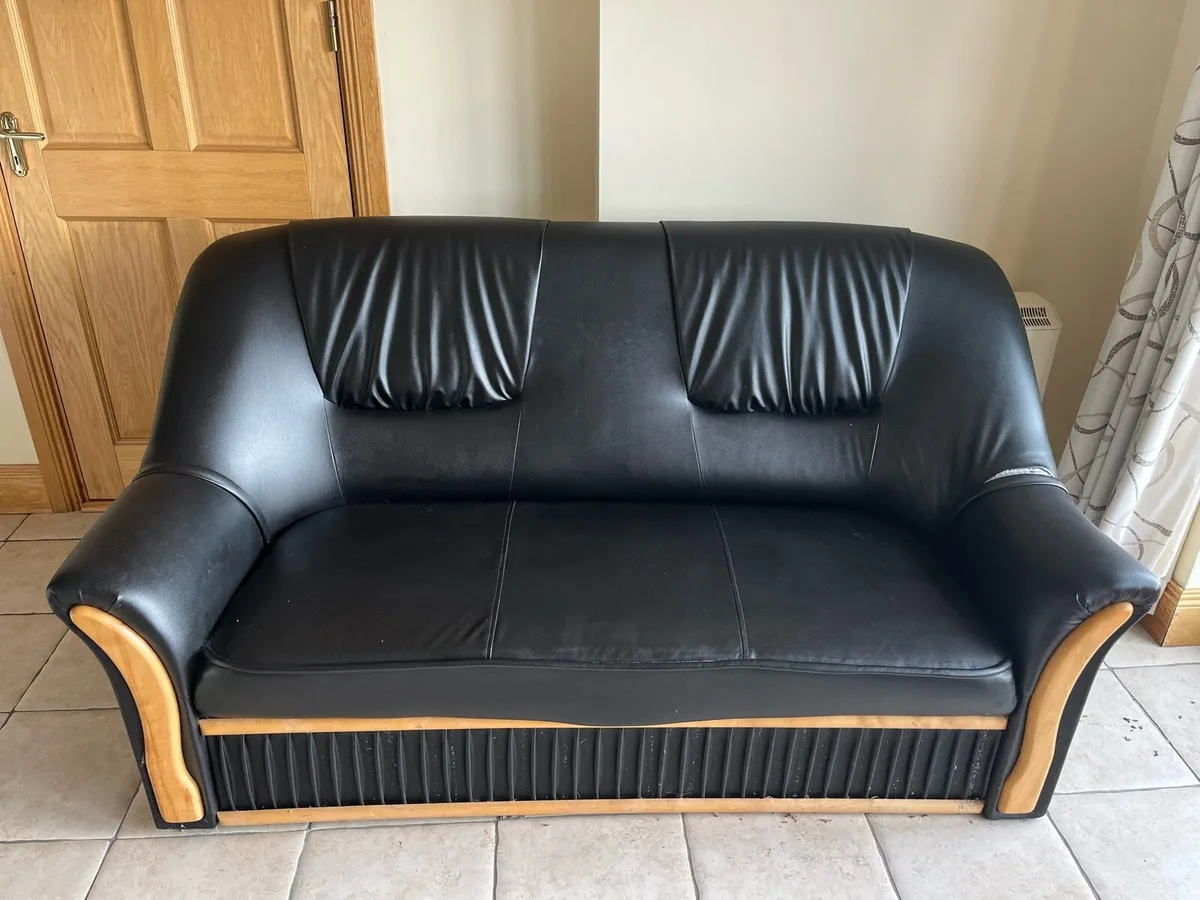 Leather sofa black