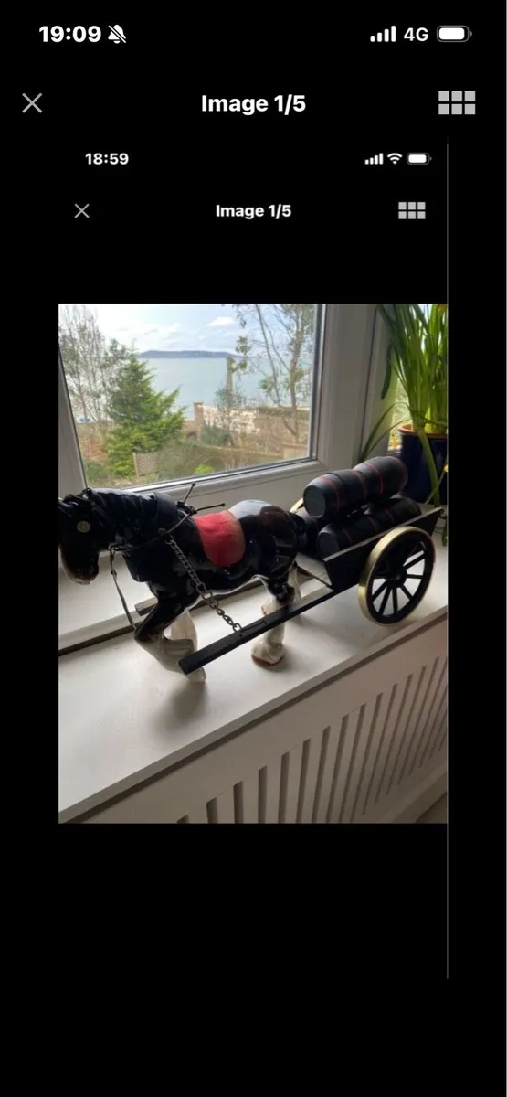 Vintage Ceramic Shire Horse & Trap - Image 1