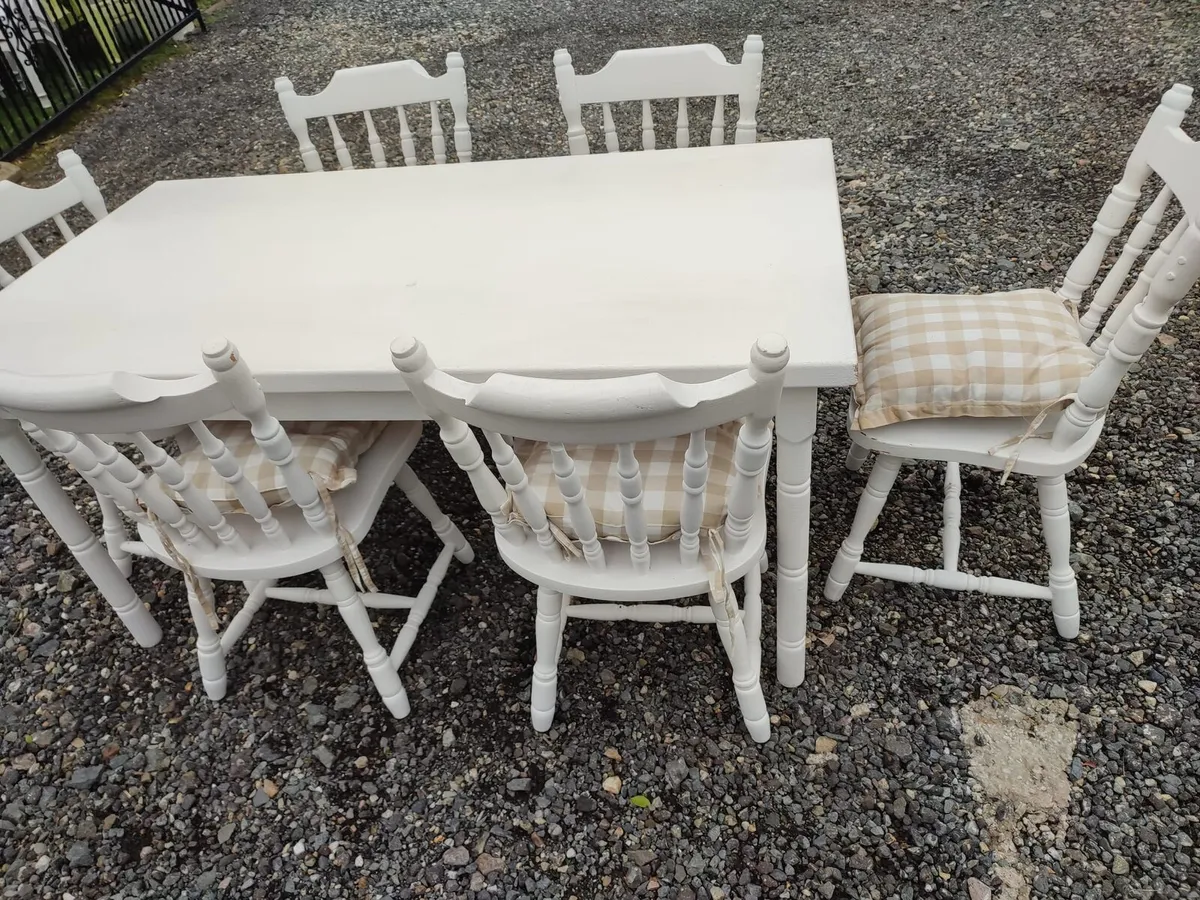 Painted Kitchen Table and 6 Chairs - Image 2