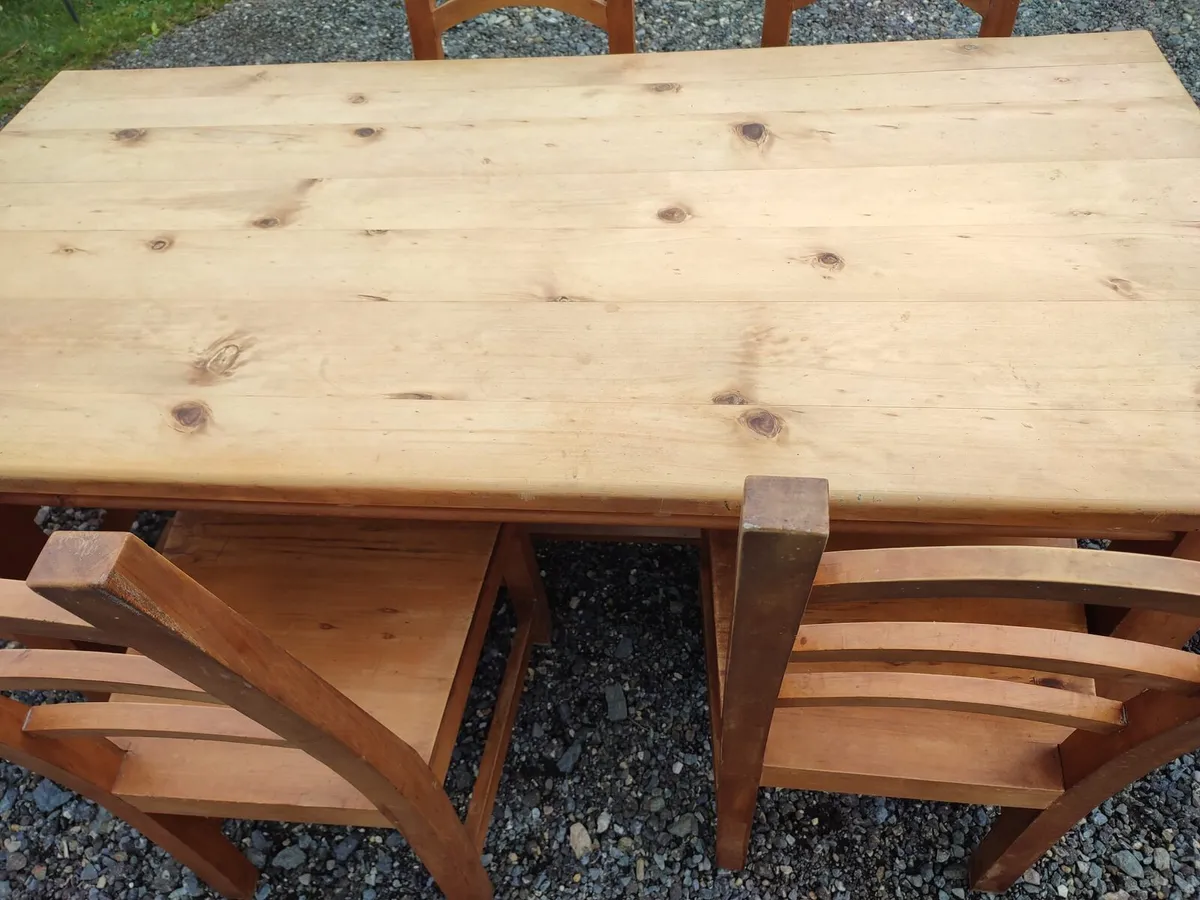 Country Pine Kitchen Table and 6 Chairs - Image 3