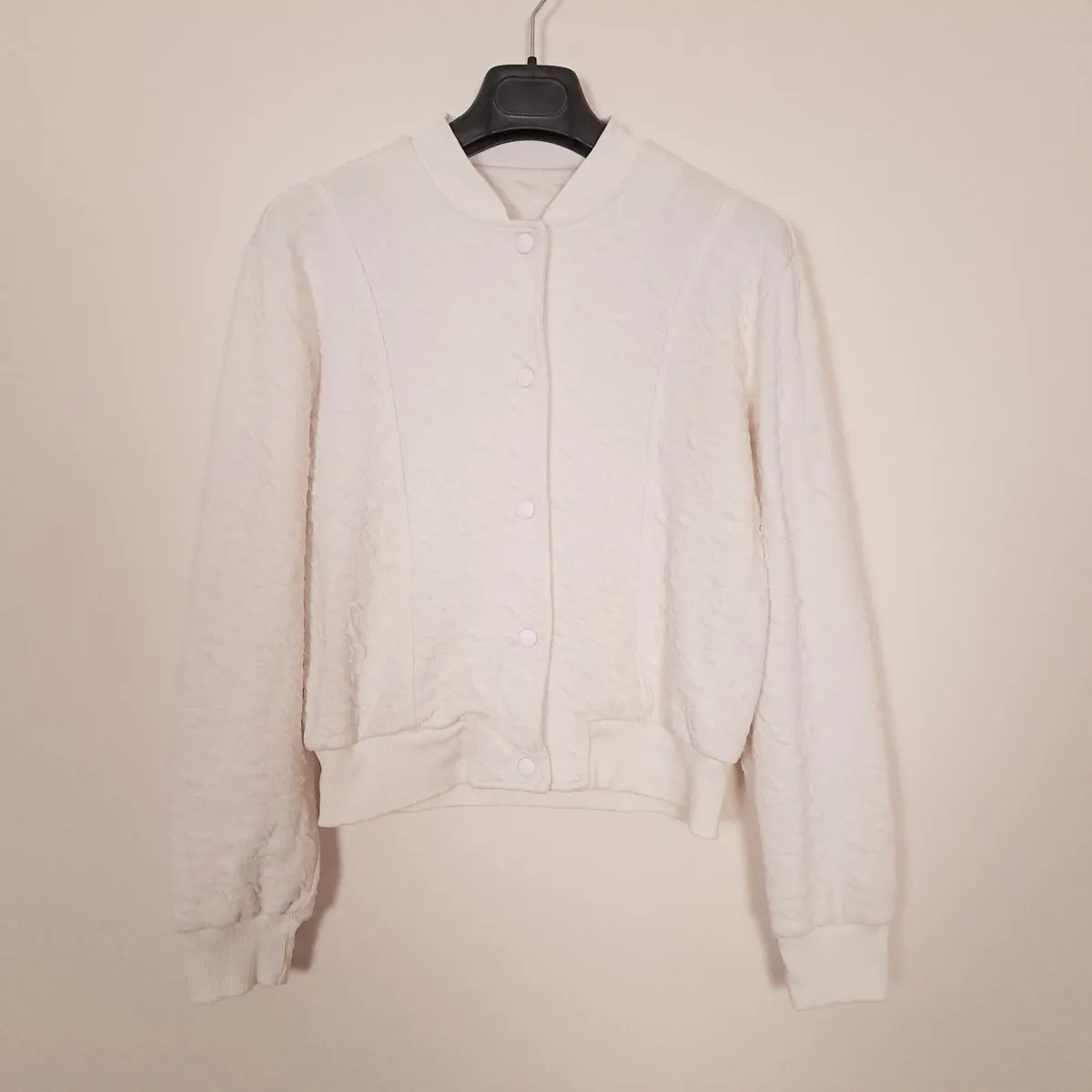 Lipsy Cream White Textured Bomber Jacket 8UK/36EU - Image 1