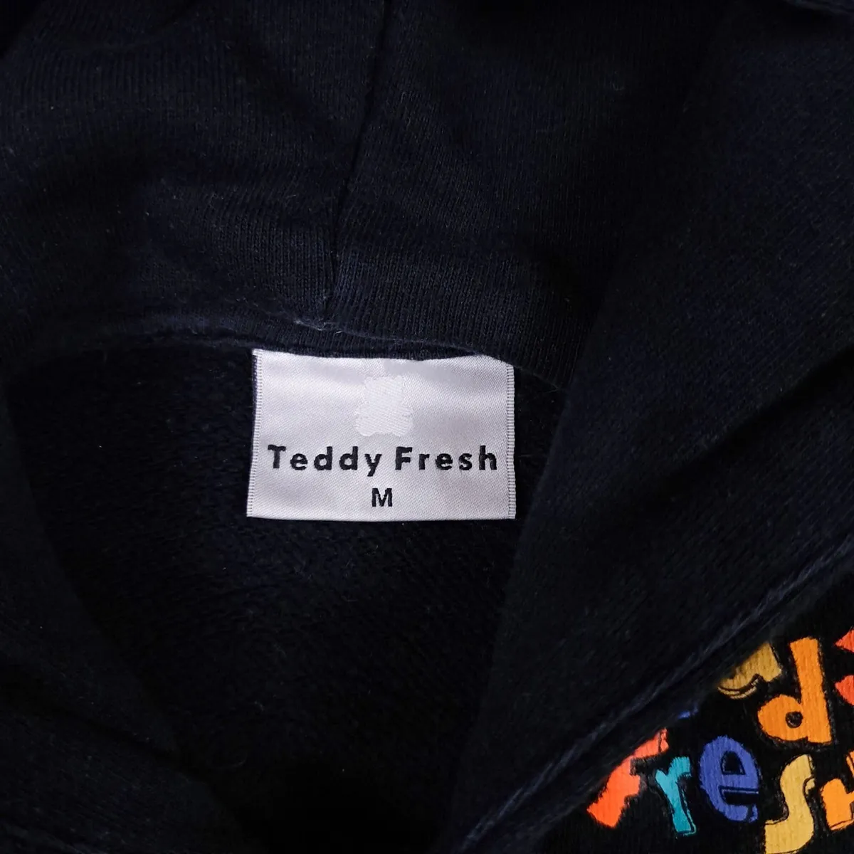 Teddy Fresh Black Logo All Over Print Hoodie M - Image 2