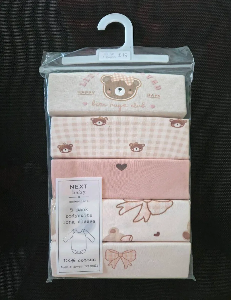 Upto1month, Brand-New Next Long-Sleeve Bodysuits - Image 1