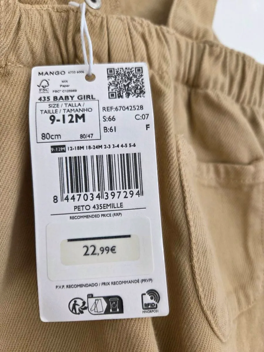 9-12m, With Tags Mango Soft Girls Dungarees - Image 4