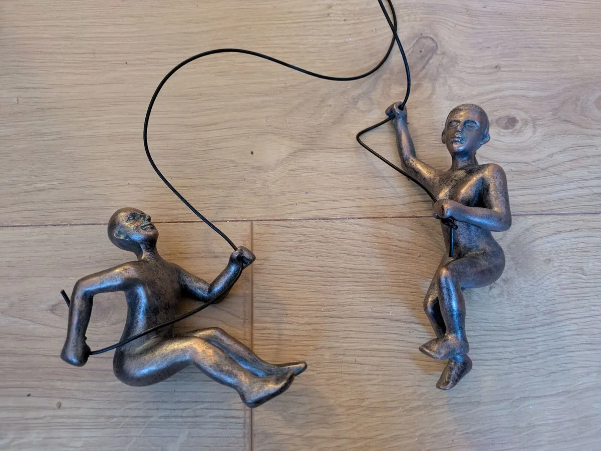 Climbing Sculpture Wall Art Bronze - Image 4