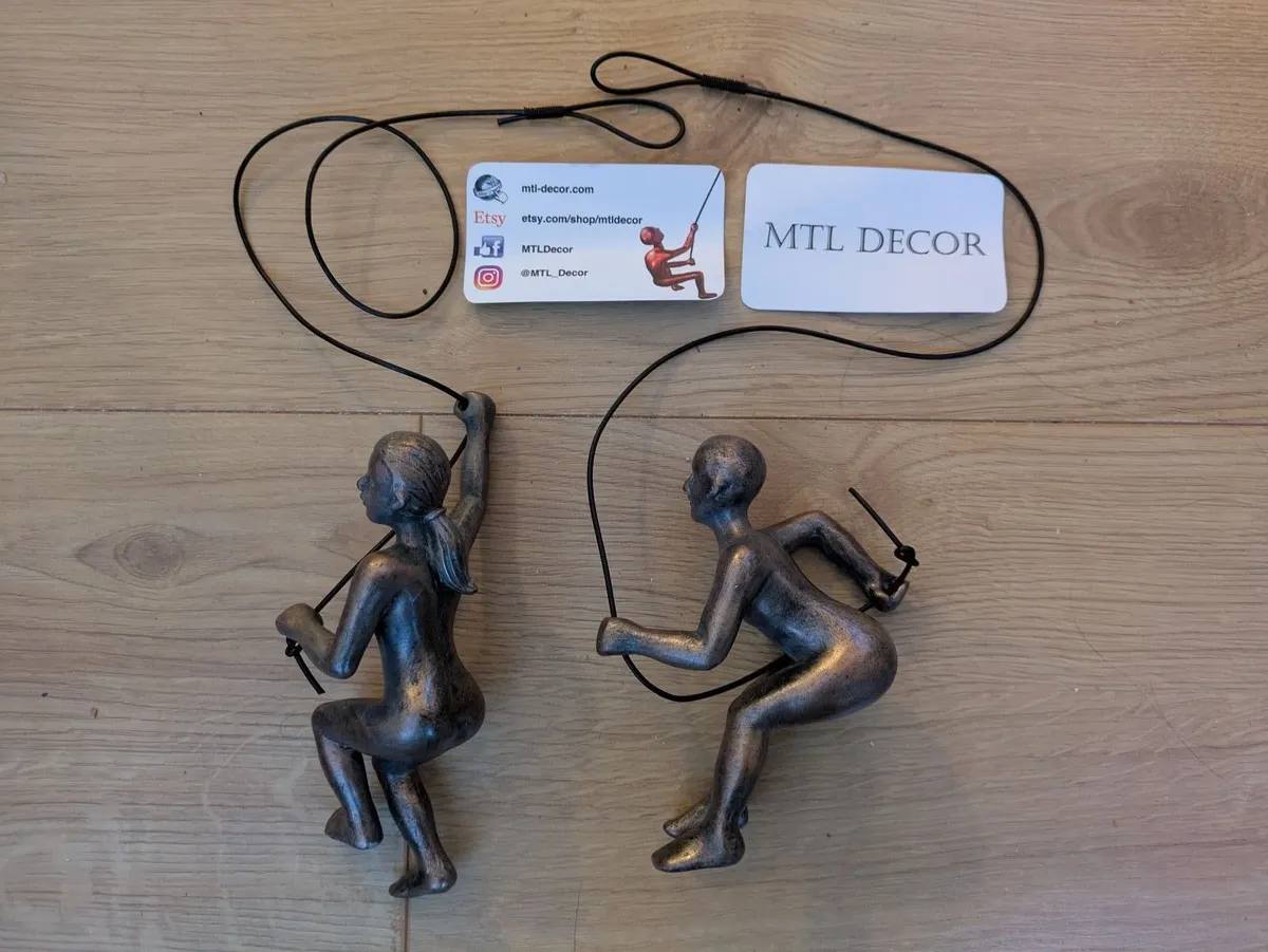 Climbing Sculpture Wall Art Bronze - Image 1