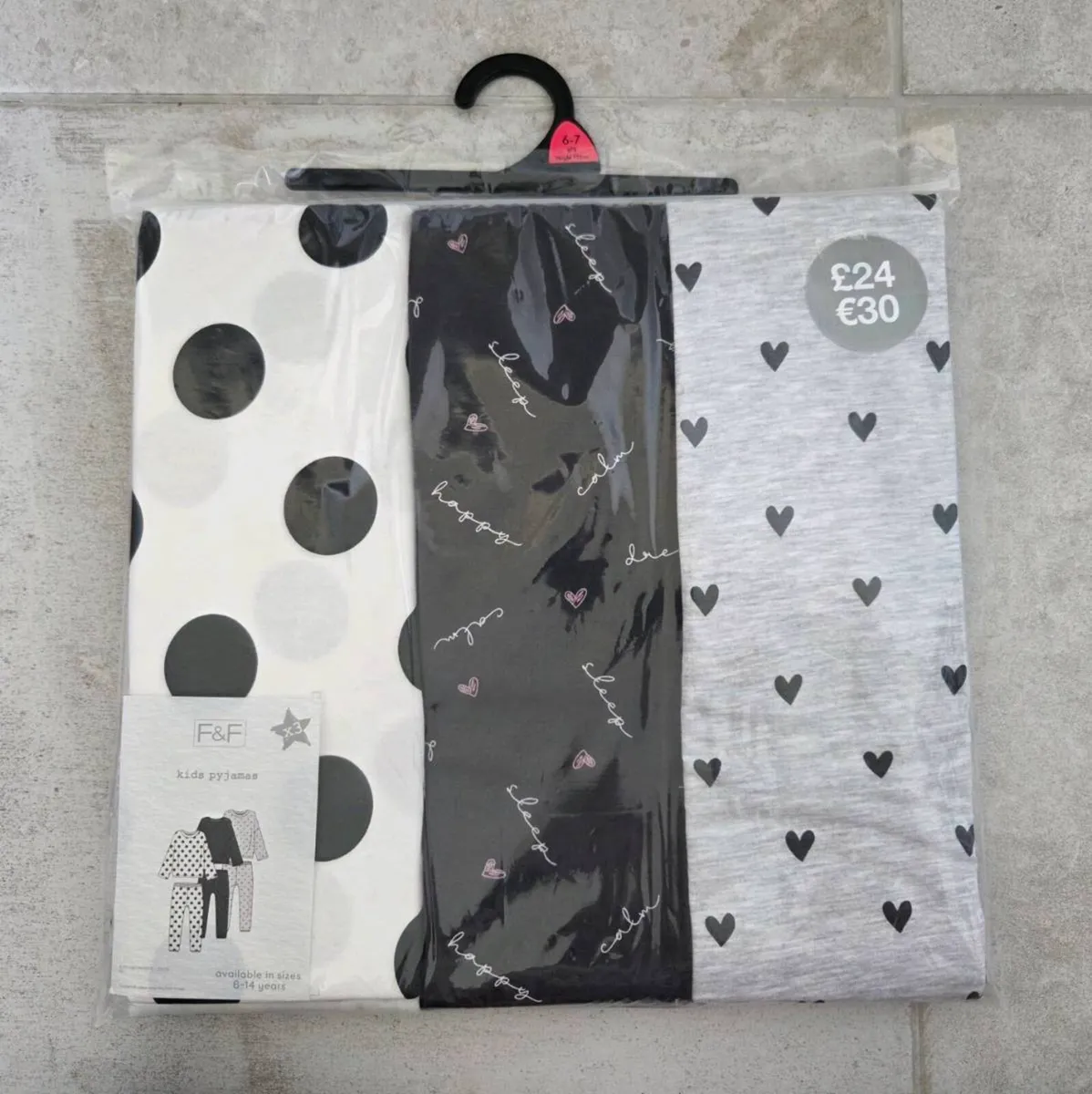 6-7years, Brand-New 3 Sets of F&F Pyjama's - Image 1