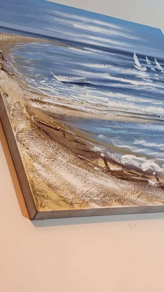 Original Hand-Painted Textured Abstract Seascape - Image 3