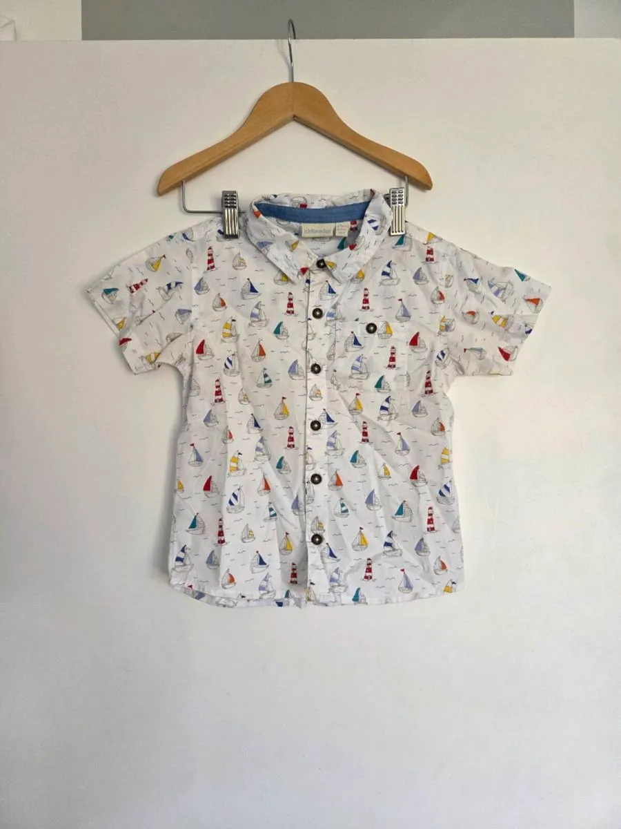 3-4years, Jojo Maman Bebe Boat Short-Sleeved Shirt - Image 1