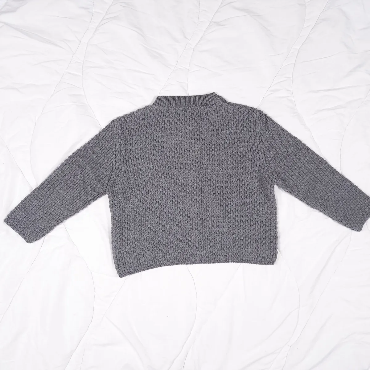 Zara Grey Knit Cardigan Flower Jewel Buttons S - Image 4