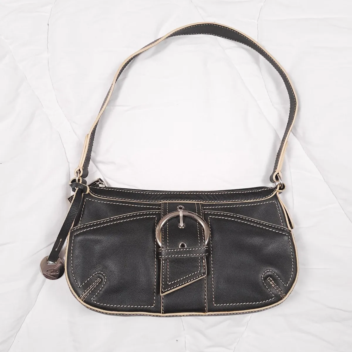 Tula Leather Black Shoulder Baguette Bag - Image 1