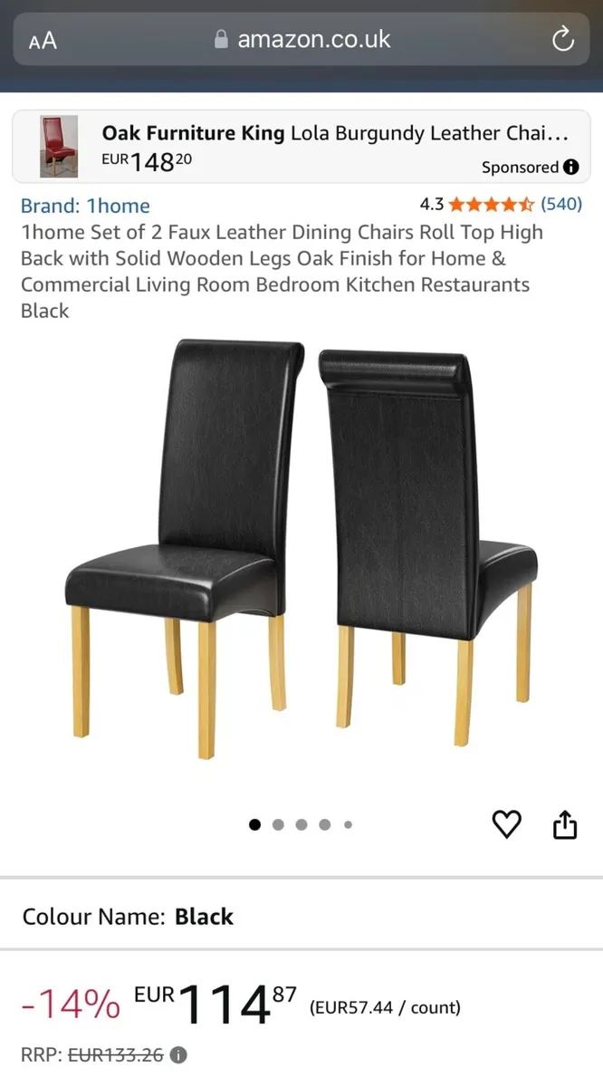 Black Dining Chairs - Image 2