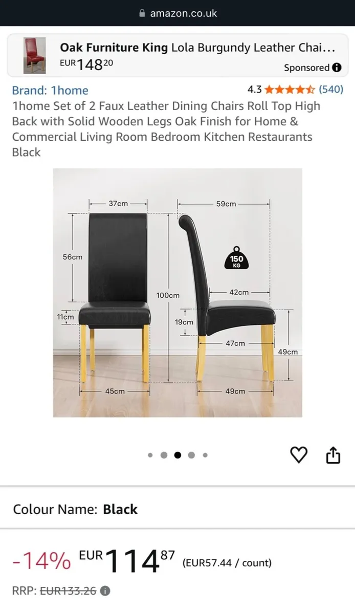 Black Dining Chairs - Image 3