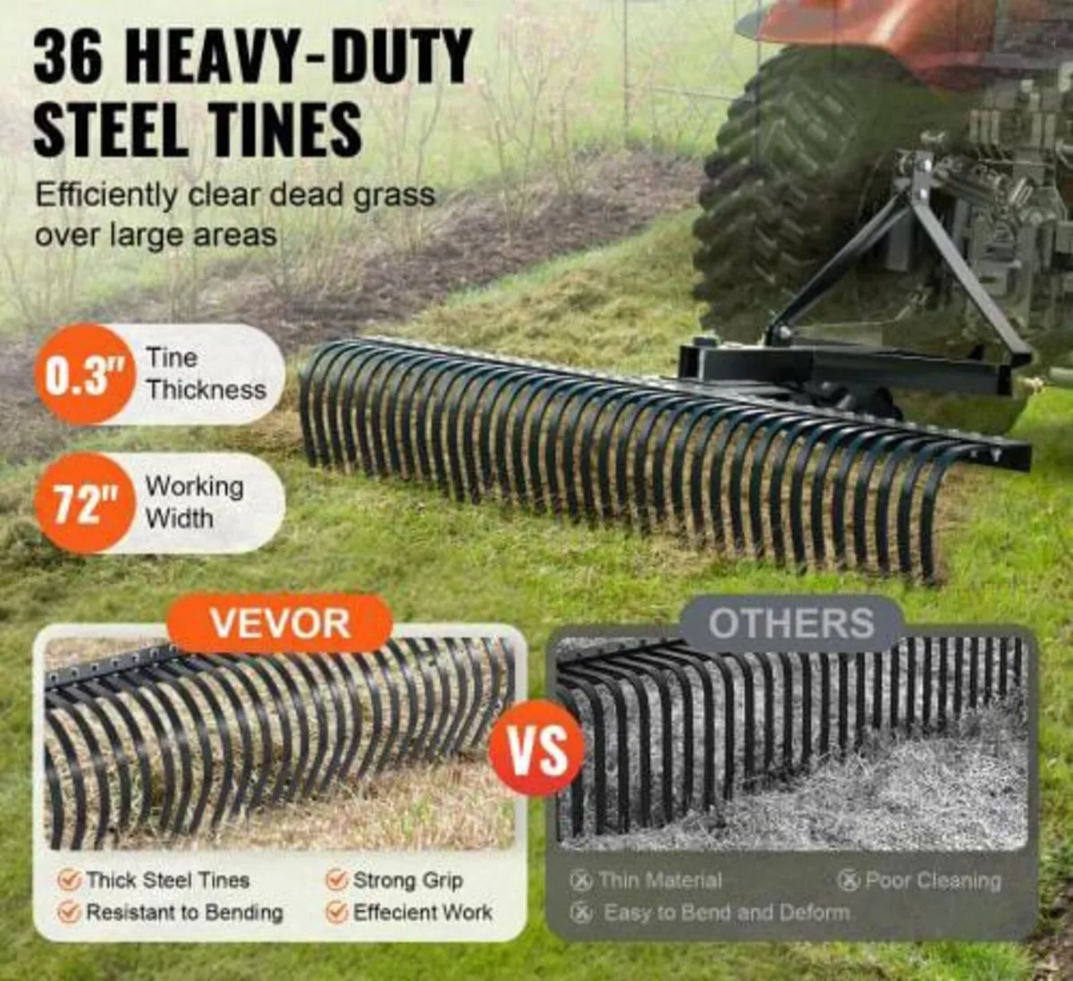 Tow Behind Dethatcher, 72-inch Tow Dethatcher with - Image 4