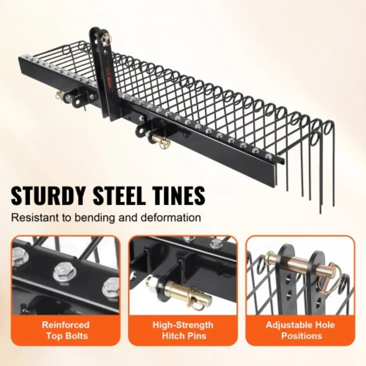 Tow Behind Landscape Rake 72"/183 cm Lawn Dethatch - Image 4