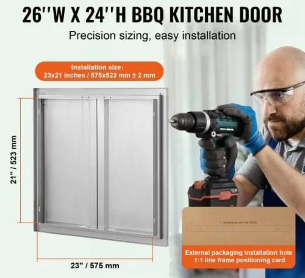 BBQ Access Door, 660x610 mm Double Outdoor Kitchen - Image 3