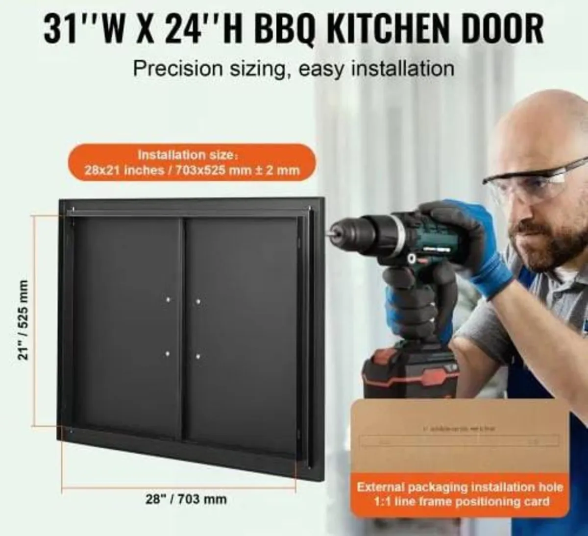 Door, 788x610 mm Double Outdoor Kitchen Door, Cold - Image 4