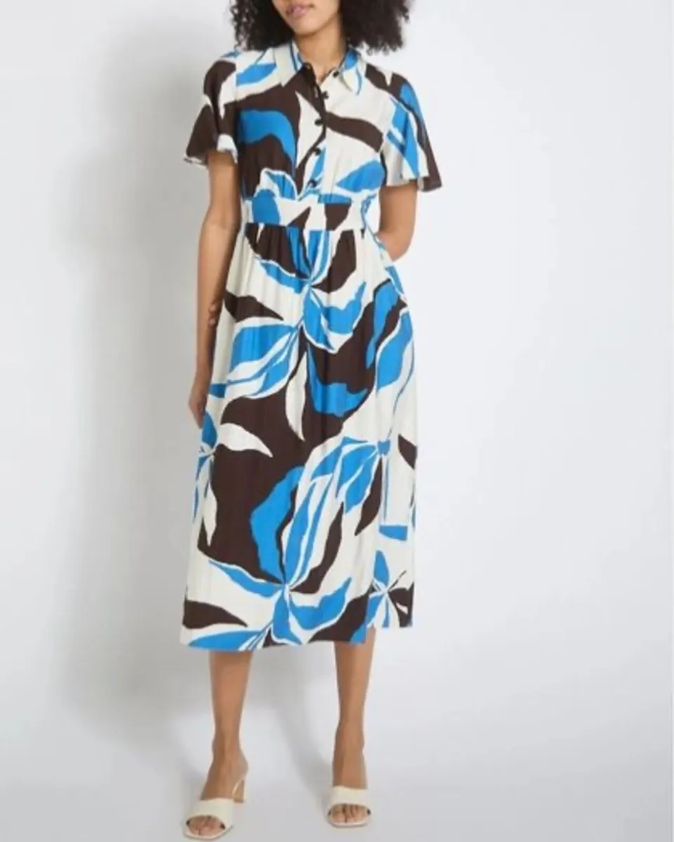NEW Ladies Printed Collar Midi Dress  - 2 Sizes - Image 3