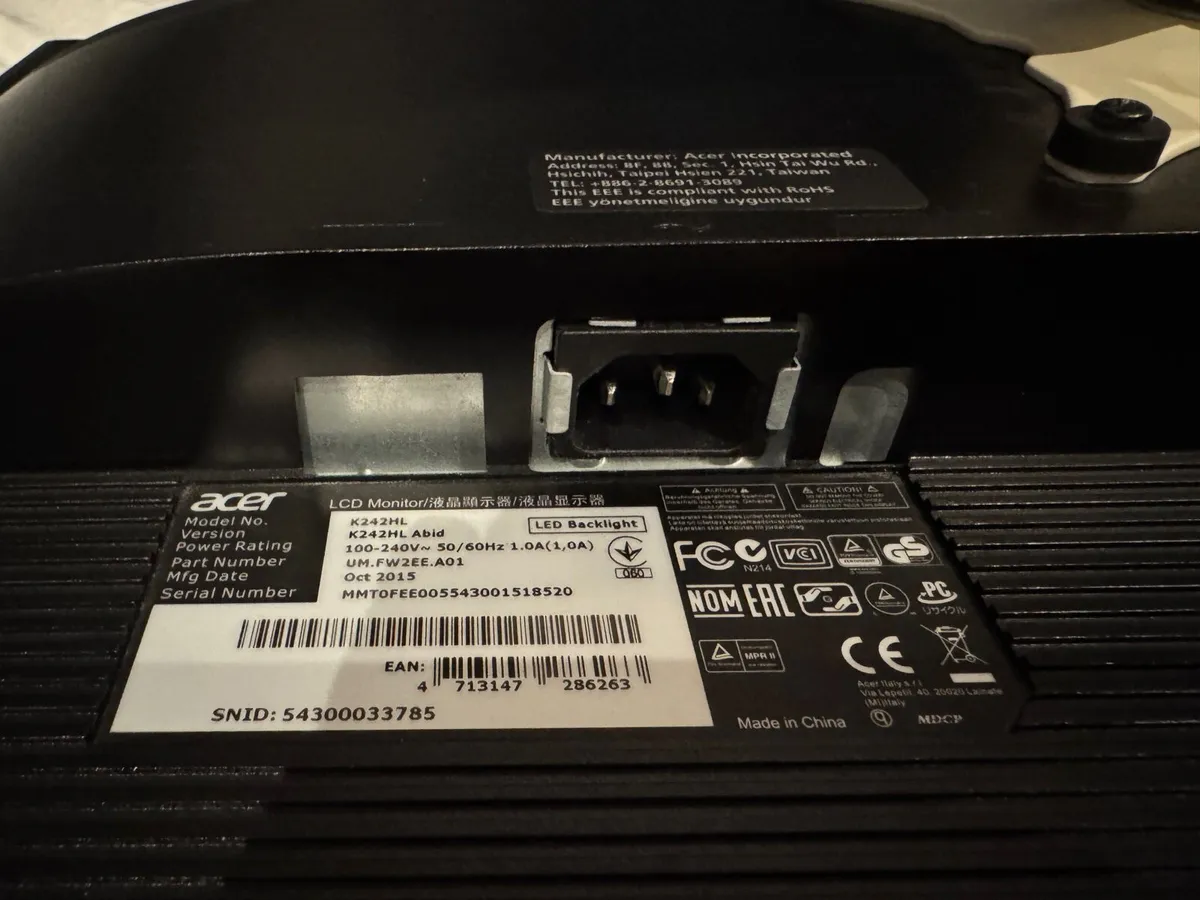 ACER K242HL LCD Monitor Black with adjustable arm - Image 3