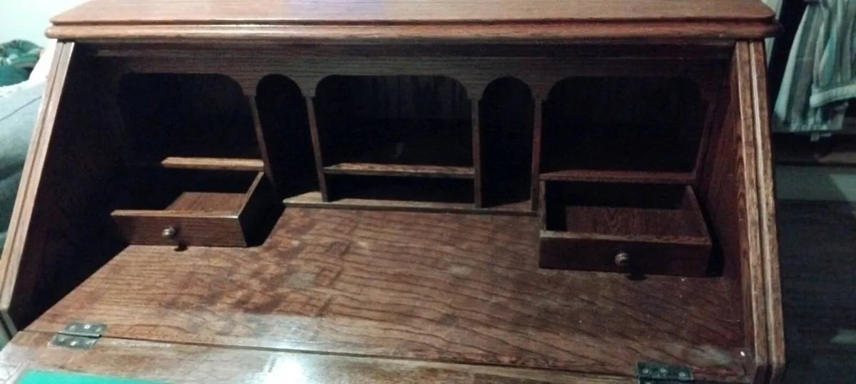 Antique Oak Writing Bureau - Image 4