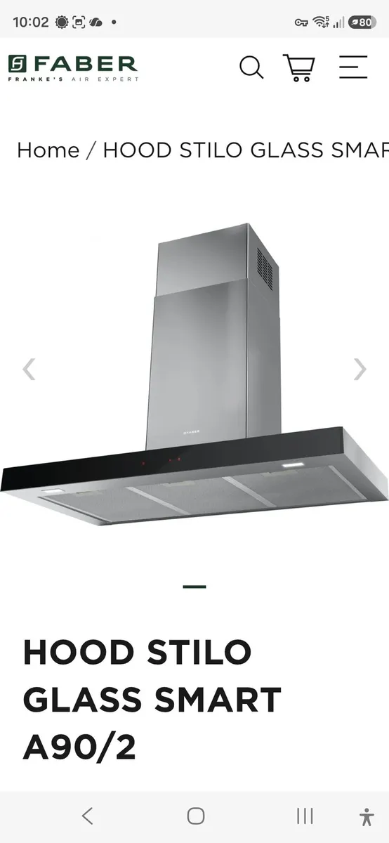 Faber stilo smart chimney extractor hood 900mm - Image 1