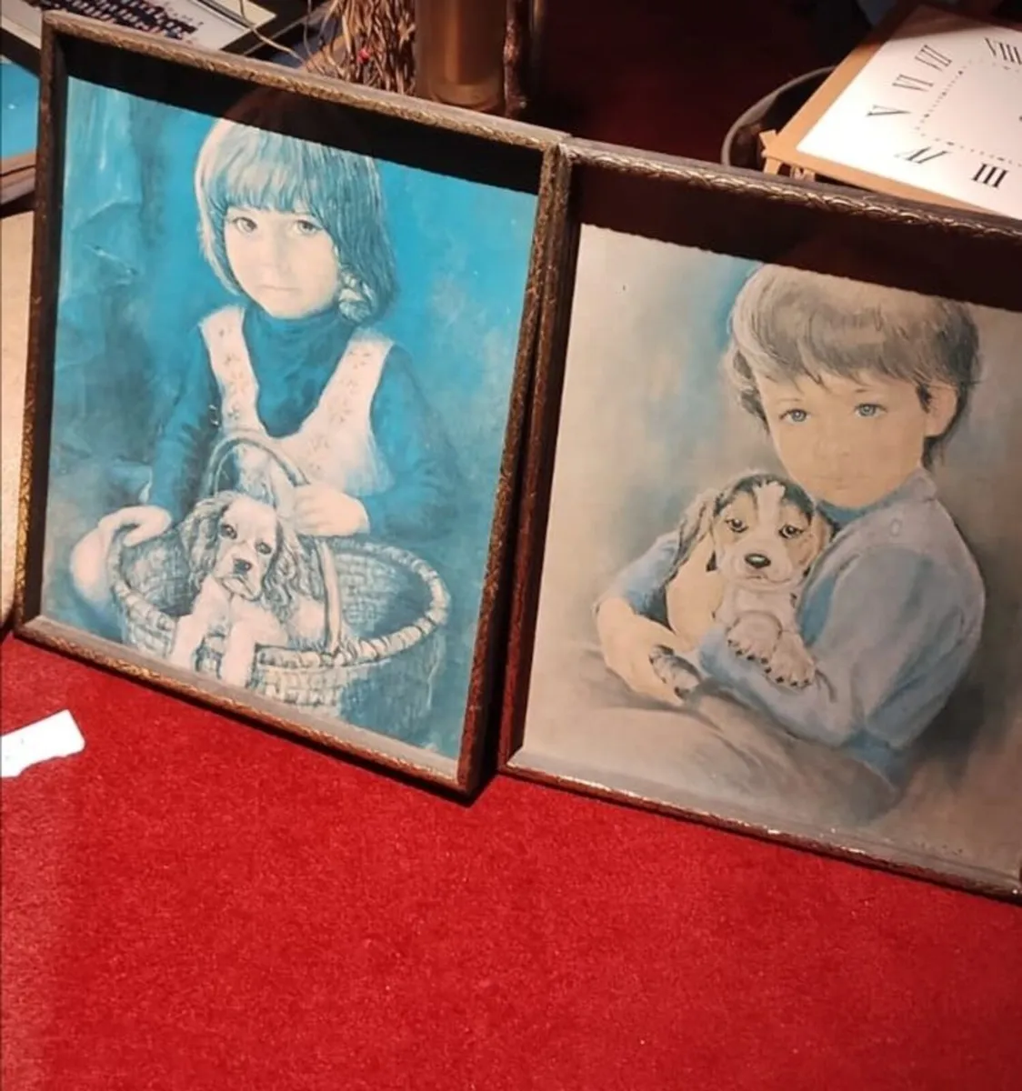 Rare 1970s Retro Portrait Set – Child & Puppy...
