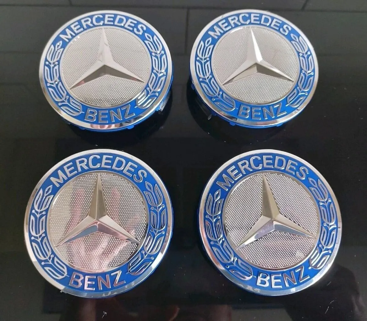 4 x Mercedes Centre Cap (Light Blue) FREE POST - Image 1