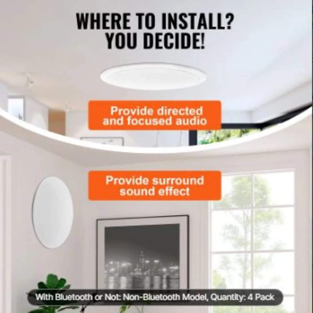 4PCs 8 in/20.3 cm Ceiling Speakers 100W - Image 3