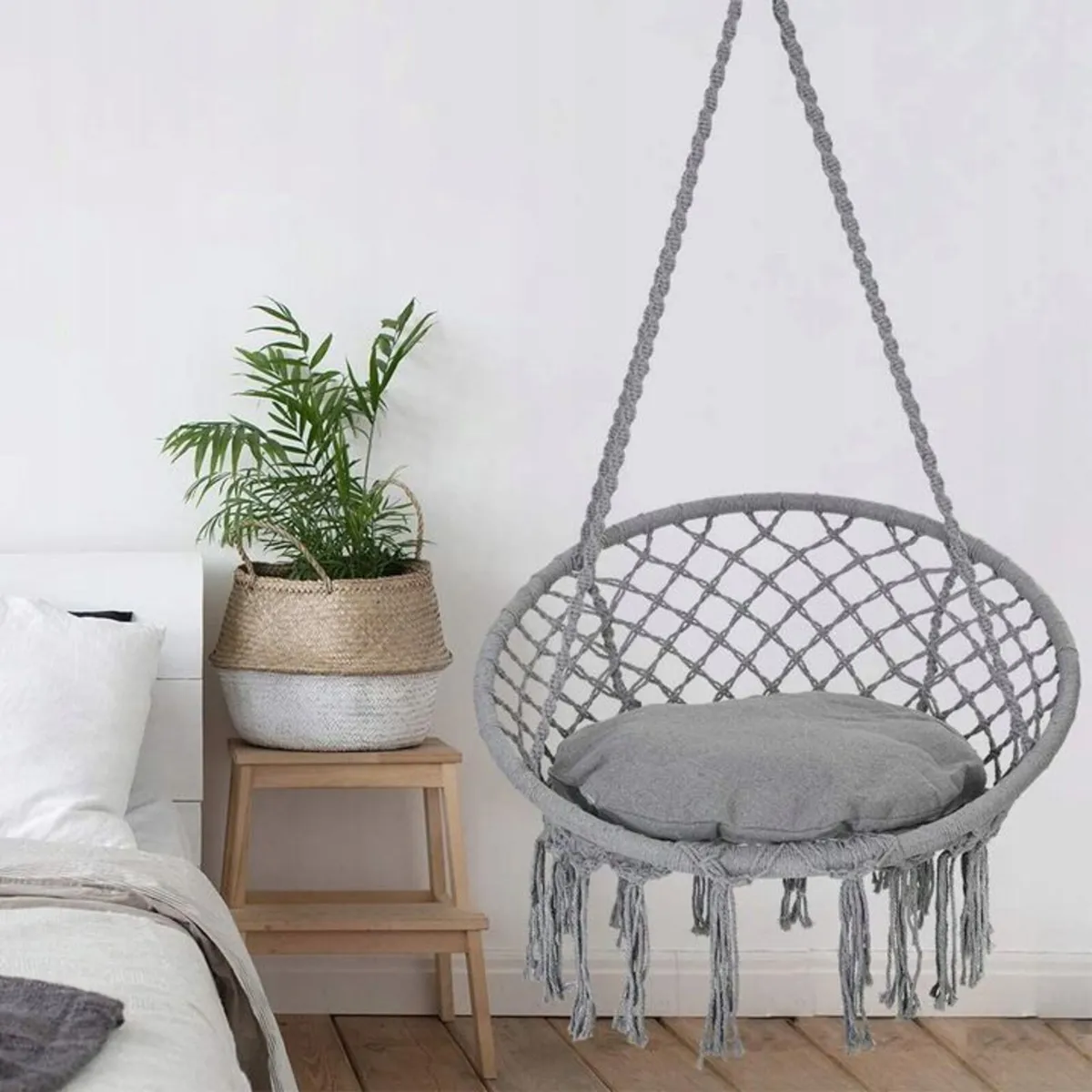 ✨ FREE delivery ✨ Boho Swing with cushion GREY - Image 3