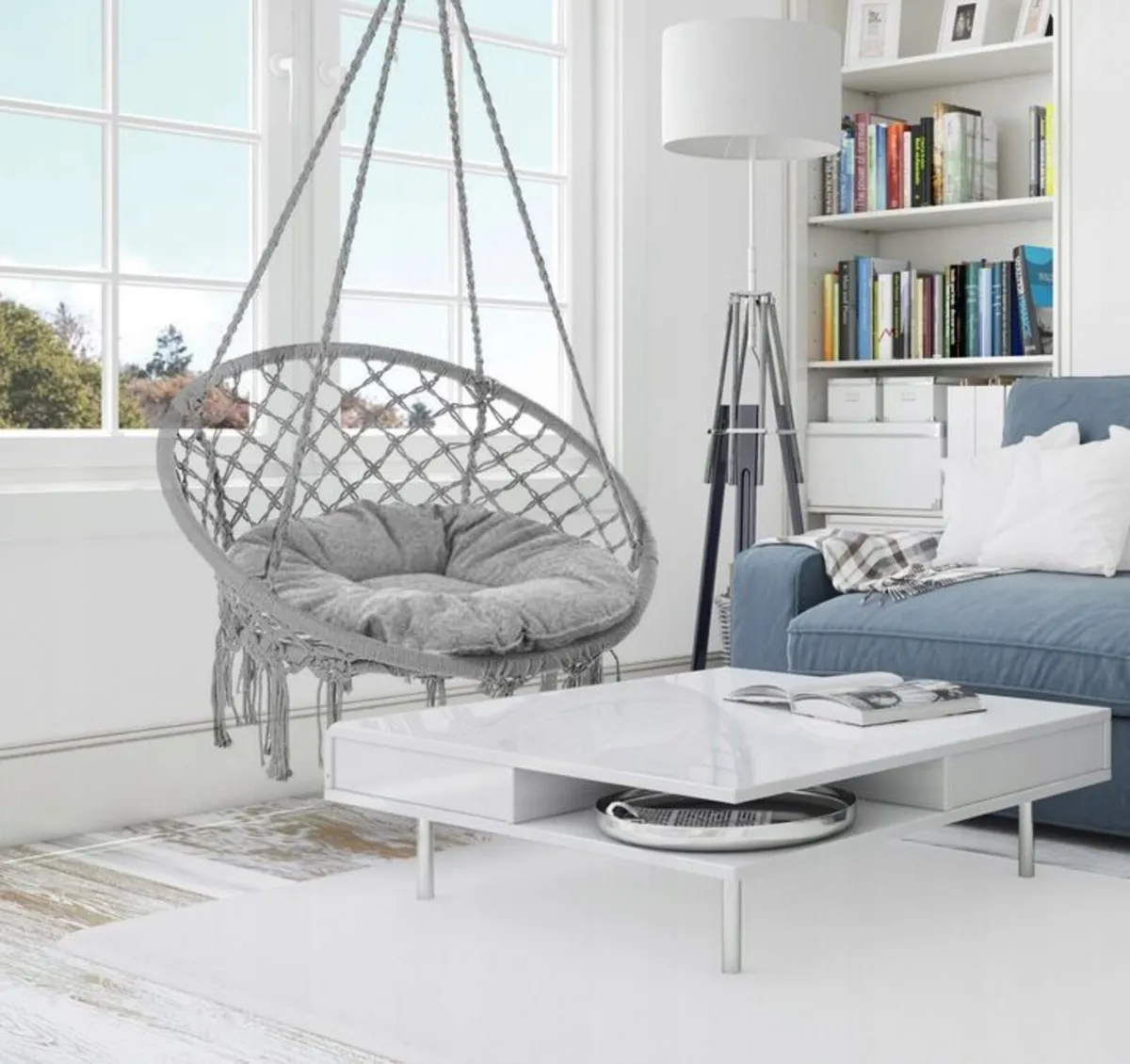 ✨ FREE delivery ✨ Boho Swing with cushion GREY - Image 4